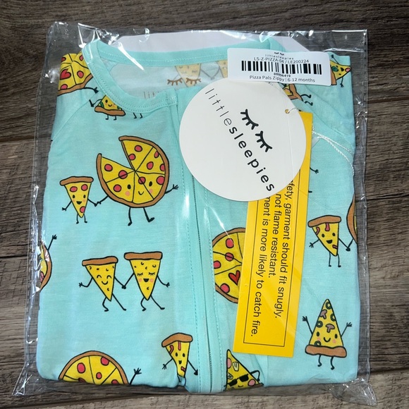 Little Sleepies Other - Pizza Pals Turquoise Zippy NIB 6-12
